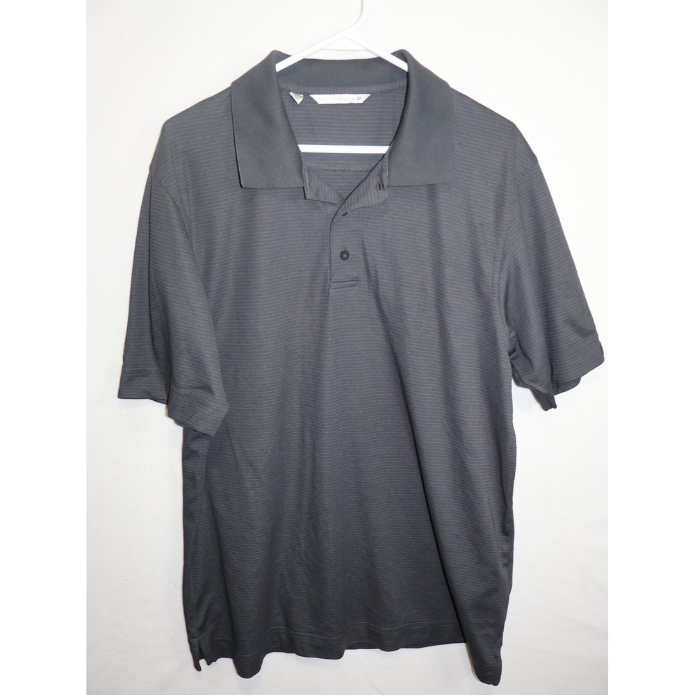 Cutter & Buck Mens XL Gray CB DryTec Micro Stripe Short Sleeve Golf Polo Shirt